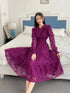 Elegant Jacquard Lace Dress for Women with Sweet Edible Tree Fungus Patchwork